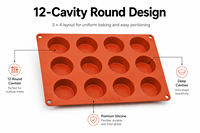 Moule à tartelettes en silicone alimentaire à 12 cavités, plaque de cuisson réutilisable antiadhésive, compatible lave-vaisselle et four, ustensile de cuisson pour pâtisserie et desserts