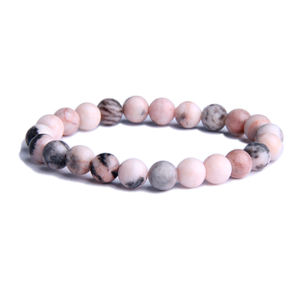 Nuovo 8mm rosa Zebra Jasper braccialetto di pietra regalo di festa amicizia fascia elastica Love Beaded bracciale per uomo e donna - Product Image 1