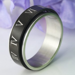 yunnique Men's <b>Titanium</b> Steel Rotating Roman Numeral <b>Ring</b> Black Gift Jewelry Geometric Design FY23021 - Product Image 1