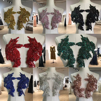 Appliques brodées en cristal de verre 3D argentées, motifs floraux, lourdement perlées, à coudre, pour accessoires vestimentaires, strass