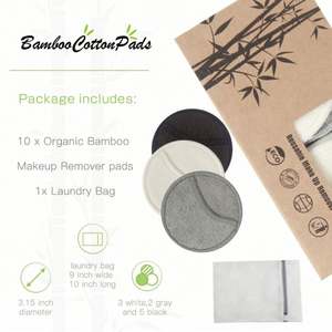 แผ่นเช็ดเครื่องสำอางแบบใช้ซ้ำได้ 3 ชั้น 10 ชิ้น ซักได้ ทำจากใยไผ่ธรรมชาติและฝ้ายออร์แกนิค แผ่นกลมสำหรับทำความสะอาดผิวหน้า - Product Image 4