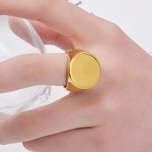Anillos Redondos Estilo Punk de Alta Calidad, Personalizables con Grabado, Anillo de Sello de Acero Inoxidable para Hombre, Anillo Pulido Impermeable para Motociclistas - Product Image 5
