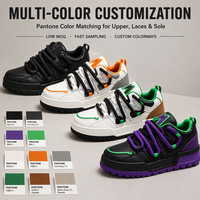 Sneakers unisexes à blocs de couleurs contrastées, semelle plateforme épaisse à motif zigzag, lacets torsadés extra épais, logo personnalisé