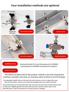 זרבובית ריסוס אוויר מתכווננת דו-נקודתית חדשה מפלדת אל-חלד 304 1/4 דו-נוזלית זווית רחבה סיפון ראש ריסוס מאוורר עגול - Product Image 3