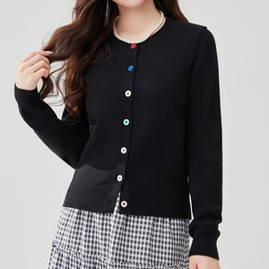<span class=keywords><strong>Cardigan</strong></span> in Maglia <span class=keywords><strong>Azzurro</strong></span> Multicolore con Bottoni per <span class=keywords><strong>Donna</strong></span> - Top Casual Giornaliero Giocoso - Product Image 3