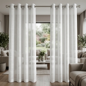 Voilages modernes aspect <span class=keywords><strong>lin</strong></span> <span class=keywords><strong>blanc</strong></span> DaiRui, rideaux à œillets en tissu voile pour hôtels et salons, vente en gros - Product Image 2
