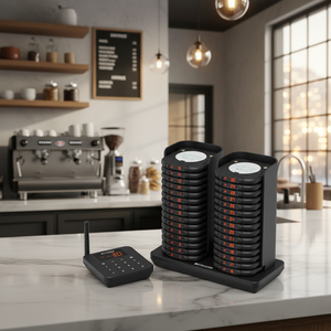 Anti-Tip Stackable Anti-Dump Range Reminder Alarm <b>Wireless</b> Cafe Restaurant Ordering Coaster Management System TD186 30 Pagers - Product Image 1
