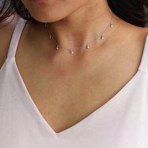 Collar ROXI con Colgante Redondo de Circonita, Cadena Exquisita de Oro de 18k, Collar de Plata - Product Image 3