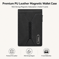 Portefeuille magnétique fin pour cartes, porte-cartes de téléphone, blocage RFID, pochette de téléphone en cuir PU, étui à cartes accordéon