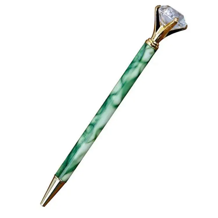 Bolígrafo de Metal de Color Jade, pluma de Metal con diamante en la parte superior, promocional, Popular