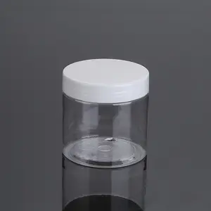 In Stock Food Packaging Jar Candy Container Clear Wide Mouth Plastic Bottle 200ml PET Jar 200g Plastic Jar