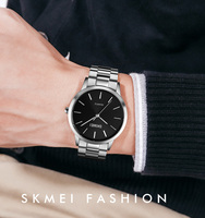 Skmei — montre à quartz de luxe en acier inoxydable pour hommes et femmes, montre-bracelet minimaliste, avec logo personnalisé, tendance, 1694/1695