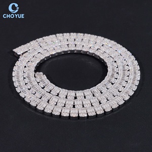 Collar de Cadena Cubana Popular con Moissanita Baguette de 8mm, Chapado en Rodio, Plata Sólida 925, Joyería Hiphop Iced Out, Certificado GRA - Product Image 6