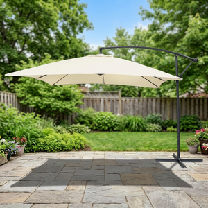 Ombrellone da Giardino Moderno 3x2m Color Ecru con Telaio in Alluminio e Materiale in Poliestere Pieghevole per Uso Esterno e Piscina - Product Image 2