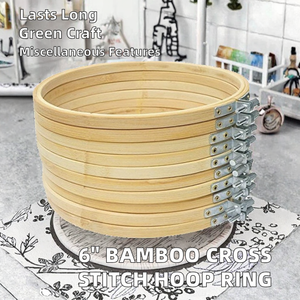 6 pouces bambou <span class=keywords><strong>cercle</strong></span> point de croix cerceau anneau couture accessoire broderie cerceau - Product Image 3