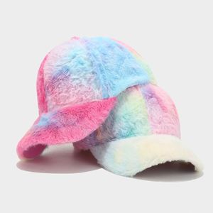 Winter New Arrival Fashion Women Trendy Hat <b>Tie</b> Dye Ombre Colour Furry Baseball Cap - Product Image 3