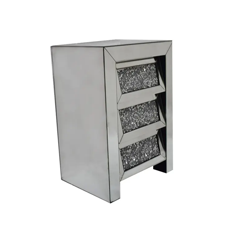 High Quality Hot Selling Modern Silver Mirrored Nightstand Side Table Bedroom Products