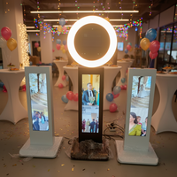 Sewa iPad Photo Booth dengan Layar LCD Instan, Ring Light Rotasi, untuk Pesta Ulang Tahun dan Perayaan, Selfie Booth