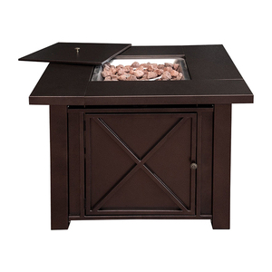 Rosso Ember Fiorentina 42 in. Tavolo quadrato Propano Buca per il Fuoco con Vimini Base - Product Image 4