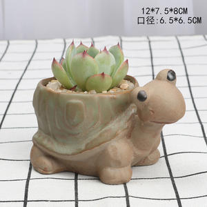 क्लासिक रसीला-शैली ग्लेज़ेड सिरेमिक डेस्कटॉप फूल के बर्तन और प्लेटर्स प्यारे जानवर के आकार के हेडोग हाथी स्नैल कछुए डिजाइन - Product Image 6