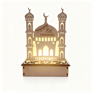 New DIY Ramadan Wooden LED Ornament Moon Star <b>Islamic</b> Castle Design for Children <b>Gift</b> and Muslim Home Decor - Product Image 3