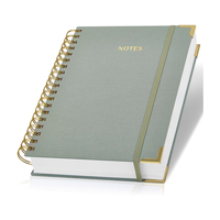 Agenda en cuir de lin à couverture rigide personnalisée de luxe de marque, reliure spirale esthétique, carnet de notes cadeau, entreprise avec bande élastique