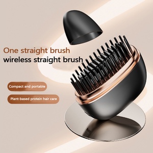 Dual-use Roll <b>Straightener</b> Mini Portable Brush Comb Ptc Charging New Straightening <b>Wireless</b> Hair <b>Straightener</b> Comb - Product Image 2