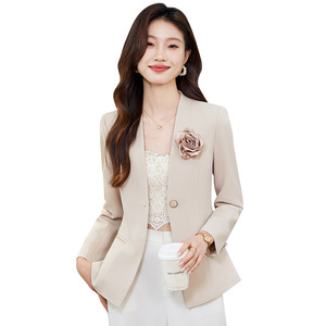 Women's Blazer Black Long Sleeve Solid Color No-Wrinkle Treatment Pocket Design Spring Autumn 2025 - Product Image 5