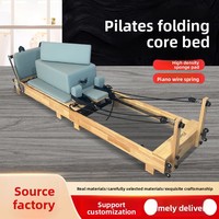 Reformer de Pilates pliable en chêne, écologique, durable, réglable et multifonctionnel