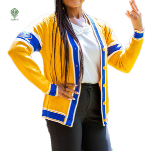 Wholesale Custom Logo <strong>Navy</strong> Gold Ladies Coat De Punto Long SGRho Sigma Gamma Rho Sorority Cotton Knit <strong>Cardigan</strong> Women's Sweater - Product Image 1