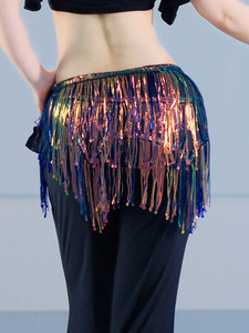 Nouveau style de ceinture de danse du ventre, paillettes brillantes, glands, ceinture orientale, écharpe polyvalente pour la taille, vêtements de performance, costume de danse du ventre - Product Image 2