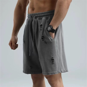<span class=keywords><strong>Pantalones</strong></span> <span class=keywords><strong>Cortos</strong></span> Deportivos Casuales de Algodón para <span class=keywords><strong>Hombre</strong></span>, Estilo Roto, Lavado, Desgastado, Holgado, Vintage, Hip Hop - Product Image 3