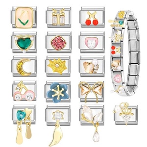 Module de breloques en acier de style italien à faire soi-même, accessoires de fabrication de bijoux, essentiels pour la création de bracelets à breloques personnalisés faits à la main - Product Image 5