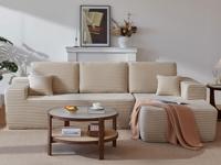 Sofa Seksional Modern Japandi Corduroy 3 Bagian, Modular, Dapat Dibalik, dengan Penyimpanan Samping Berisi Spons, untuk Ruang Tamu