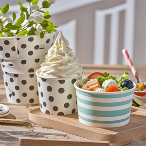 Various Sizes Paper Packaging <b>Disposable</b> Ice Cream Paper <b>Cup</b> with Lid Custom Logo Printed - Product Image 3