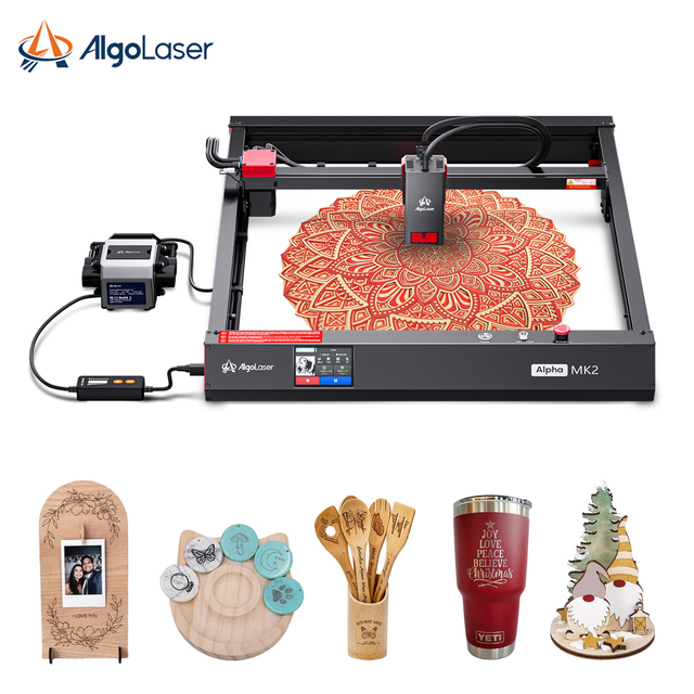 Algolaser Alpha MK2 20W Laser Engraving Cutting Machine, DIY Engraver for Metal Wood Carving