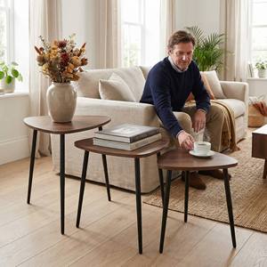 <strong>Nesting</strong> Sofa Side <strong>Tables</strong> <strong>Set</strong> <strong>of</strong> <strong>3</strong>, Triangular Wooden Accent <strong>Tables</strong> with Black Metal Legs for Living Room - Product Image 3