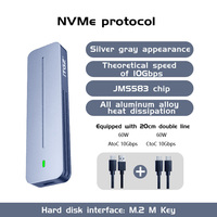 Casing SSD M.2 NVMe Kustom Pabrik USB 3.2 10Gbps Chip JMS583 Aluminium Tipe-C