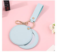 Miroir cosmétique portable personnalisé en cuir PU, miroir de maquillage rotatif, petit miroir à suspendre, mini miroir de poche