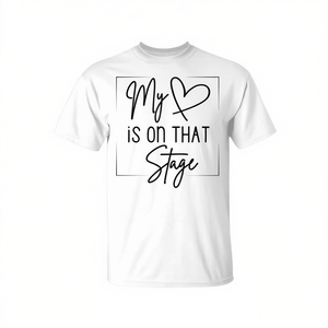 T-shirt My Heart Is On That Stage blanc unisexe pour adulte, col rond, manches courtes, impression numérique - Product Image 2
