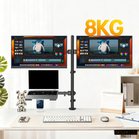 Support pour ordinateur portable Khcoohoo, support de bureau sur pied, support triple moniteur, 8 kg, hauteur réglable, gestion des câbles, acier, plastique, noir, en stock