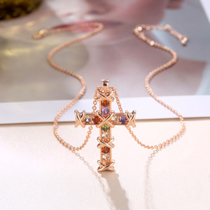 Perles de zircon colorées, collier en bambou neutre, design <span class=keywords><strong>Liki</strong></span>, style Instagram, colliers raffinés - Product Image 3