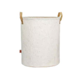 ตะกร้าเก็บของเล่นทรงกลมผ้าฝ้ายลินินเทียนซาน ตะกร้าใส่ผ้าซักแบบรักษ์โลกสำหรับจัดระเบียบห้องเด็ก พร้อมหูหิ้ว - Product Image 4