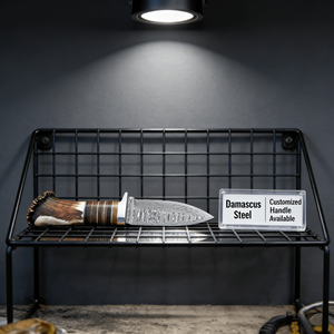 Couteaux <span class=keywords><strong>de</strong></span> chasse à lame fixe en acier Damas <span class=keywords><strong>de</strong></span> haute qualité, fabrication directe d'usine, vente en gros, personnalisés, OEM ODM, pointe tombante - Product Image 4