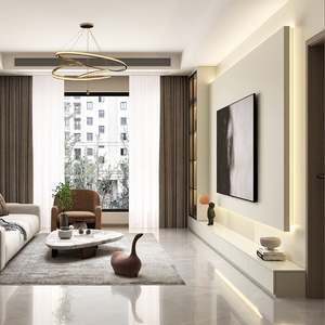 Meuble TV en bois moderne de luxe avec éclairage LED pour téléviseurs de 85 pouces, meubles pour hôtel et salon - Product Image 1