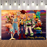 Promotion Toy Story toile de fond dessin animé numérique imprimé Toy Story décorations de fête bannière toile de fond pour enfants garçon joyeux anniversaire