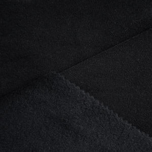 <span class=keywords><strong>Tissu</strong></span> en <span class=keywords><strong>molleton</strong></span> French Terry noir, 280 g/m², thermique, brossé d'un côté, 65 % polyester, 35 % coton, vente en gros d'usine - Product Image 3