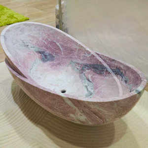 Baignoire en marbre rose en forme <span class=keywords><strong>de</strong></span> bateau, <span class=keywords><strong>design</strong></span> moderne, pierre naturelle, baignoire profonde autoportante pour salle <span class=keywords><strong>de</strong></span> <span class=keywords><strong>bain</strong></span> <span class=keywords><strong>de</strong></span> luxe - Product Image 1