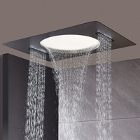 Ensemble de robinet de salle de bain thermostatique à affichage numérique avec pluie et douchette de massage Pommeau de douche à effet pluie en laiton monté au plafond