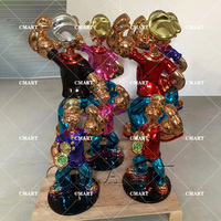 Statue Popeye en résine, modèle 'Love' finition chromée, avec sculpture de pièce de monnaie dorée, thème animal abstrait, pour l'art